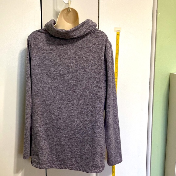 Apana Cowl Neck Pullover Yoga Heather Gray Purple Sweatshirt Womens Large - Picture 8 of 10